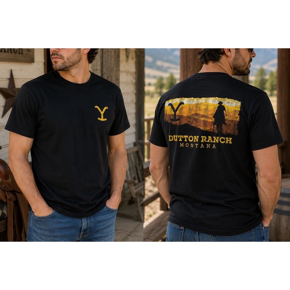 Yellowstone Dutton Ranch Montana Double Sided T-Shirt Men's XL Black NWOT